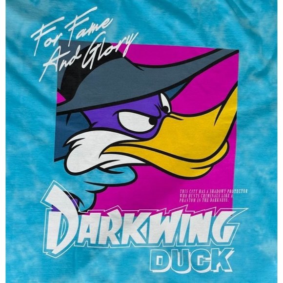 Disney DARKWING DUCK T Shirt Blue Tie Dye Pattern Lets Get Dangerous Mens XXL - Picture 2 of 5